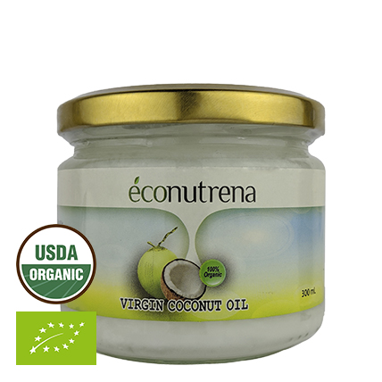 Масло кокосовое органическое первого холодного отжима, Econutrena, 300 мл 