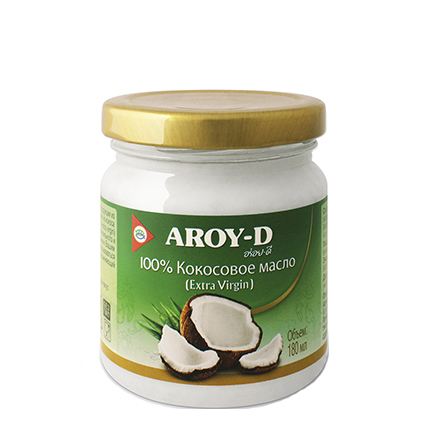 Масло кокосовое 100% Extra Virgin, AROY-D, 180 мл
