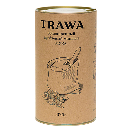 Обезжиренный дробленый миндаль (мука), TRAWA, 375 гр