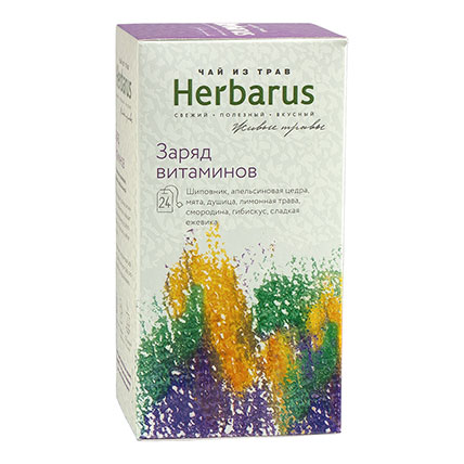 Чайный напиток пакетированный Заряд витаминов, Herbarus, 24 пак