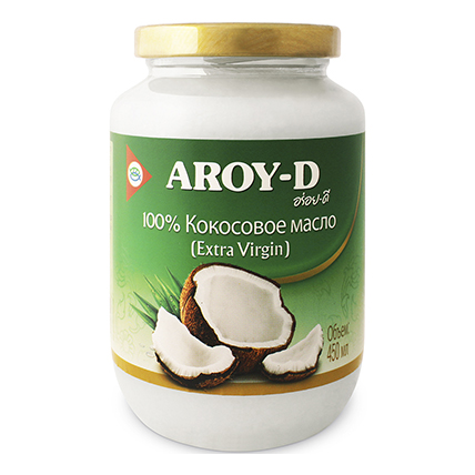 Масло кокосовое 100% Extra Virgin, AROY-D, 450 мл