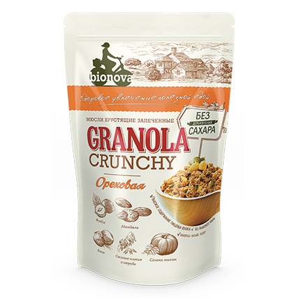 Гранола (мюсли) ореховые без сахара, Bionova, 400 гр