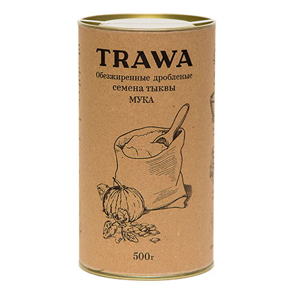 Обезжиренные дробленые семена тыквы (мука), TRAWA, 500 гр
