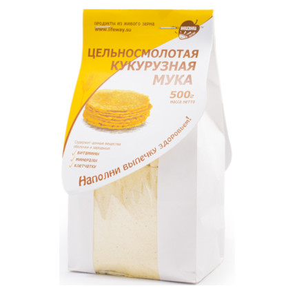 Мука кукурузная цельносмолотая, Образ жизни, 500 гр Мука кукурузная цельносмолотая, Образ жизни, 500 гр
